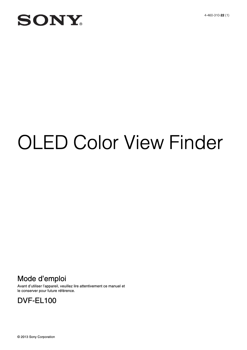 Imagen de la primera página del manual del dispositivo DVF-EL100