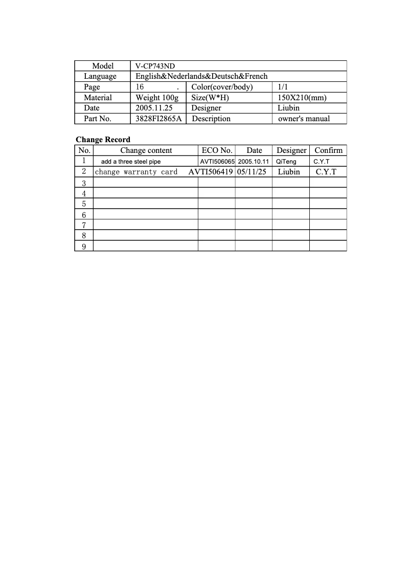 Página 1 del manual Manual de usuario LG VTCP743ND