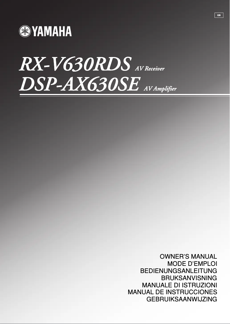 Imagen de la primera página del manual del dispositivo RX-V630RDS