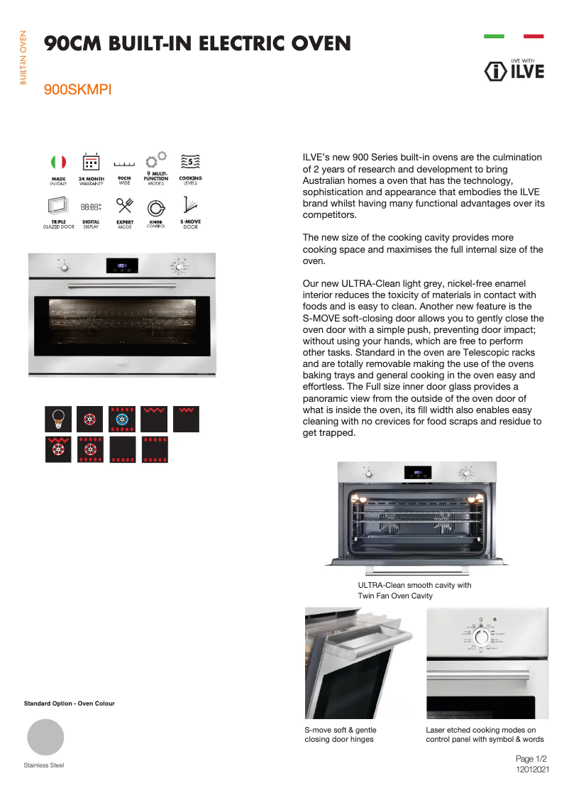 Página 1 del manual Ficha técnica Ilve 900SKMPI