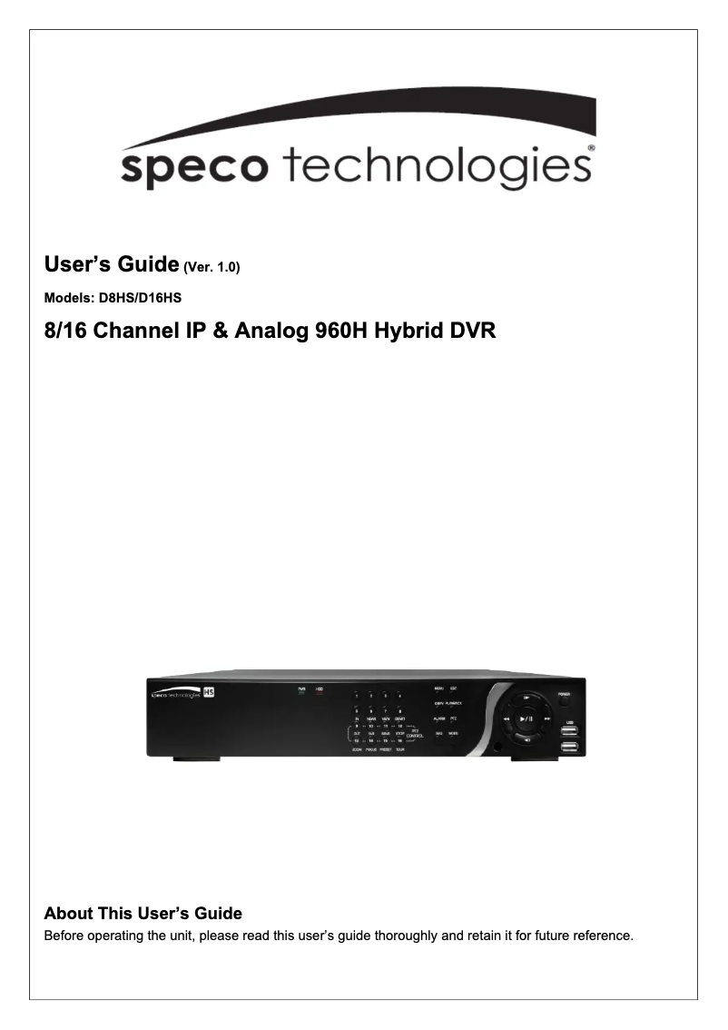 Imagen de la primera página del manual del dispositivo D8HS