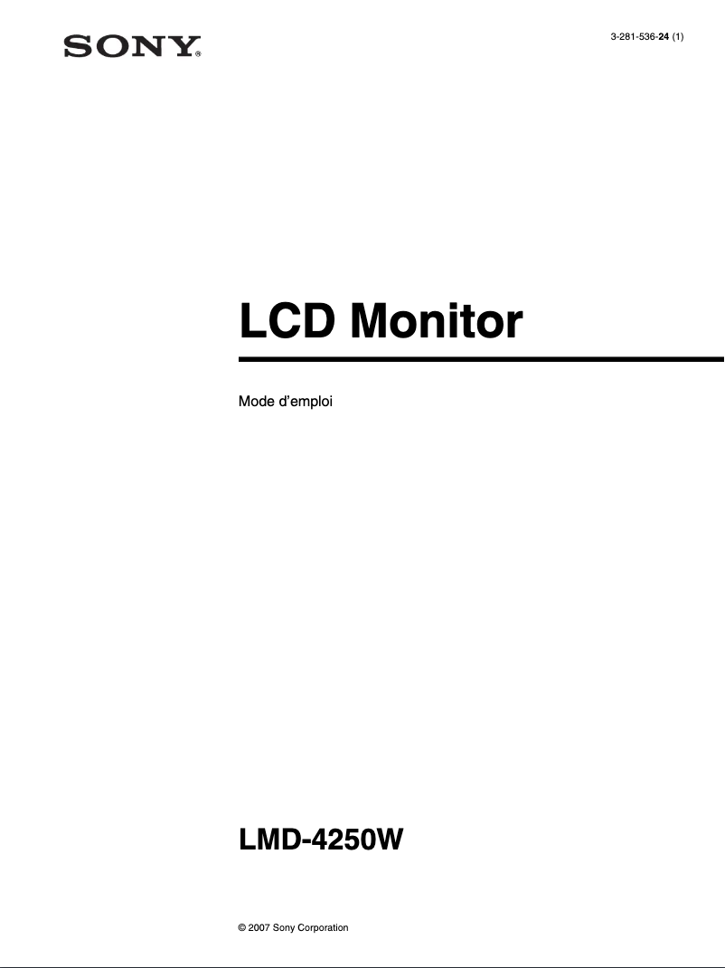 Página 1 del manual Manual de usuario Sony LMD-4250W