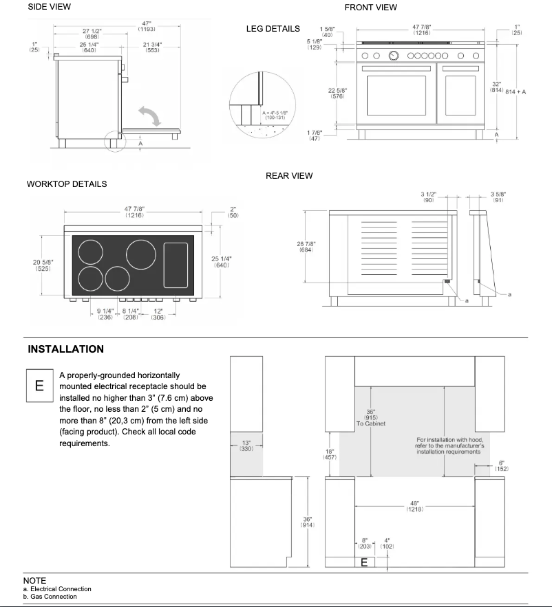 Página nº 1 - Guía de instalación Bertazzoni PRO486IGFEPXT