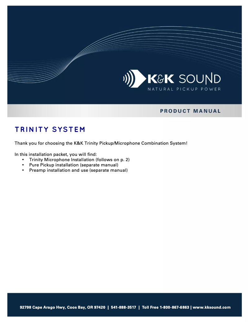 Página 1 del manual Manual de usuario K&K Sound Trinity System