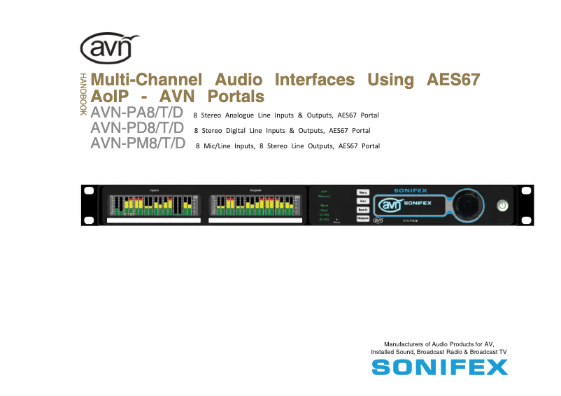 Página 1 del manual Manual de usuario Sonifex AVN-PA8