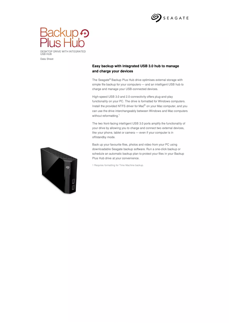 Página nº 1 - Ficha técnica Seagate Backup Plus Hub