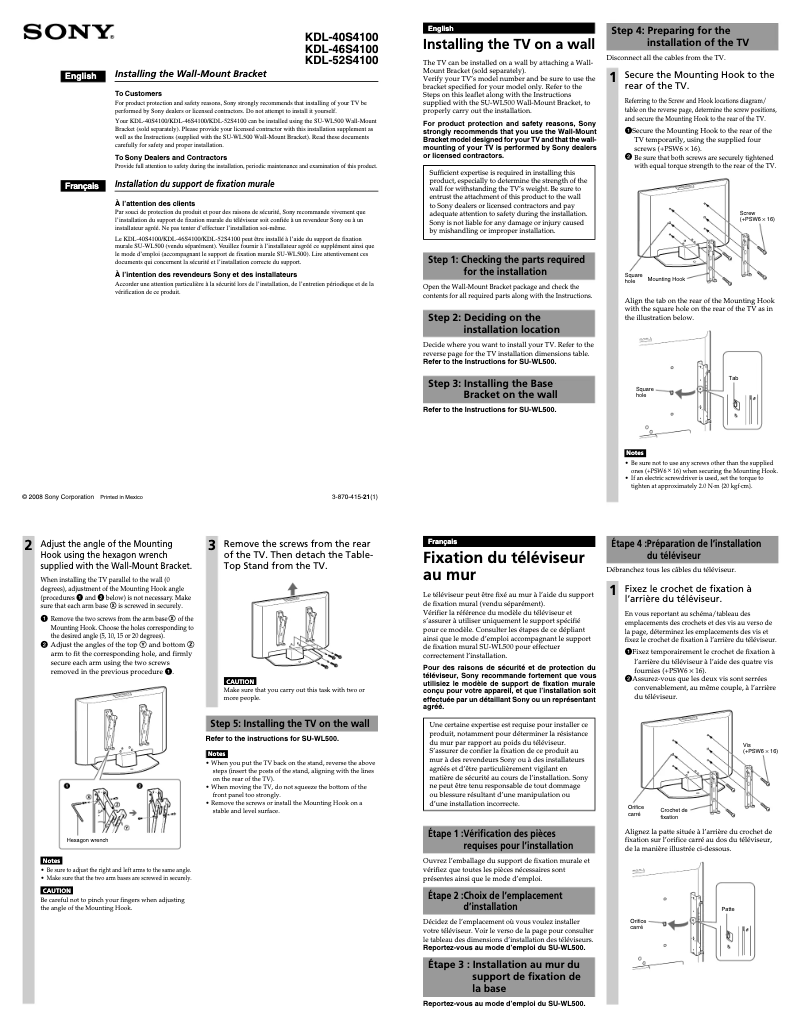 Página nº 1 - Manual de usuario Sony Bravia KDL-40S4100