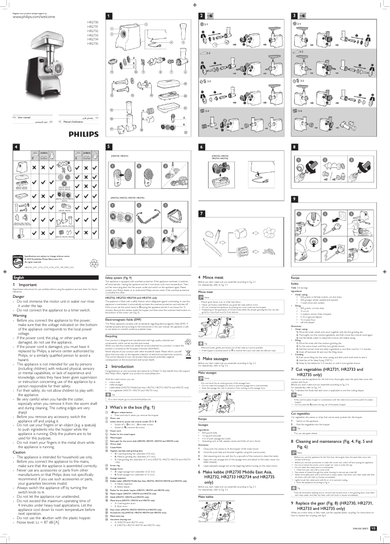 Imagen de la primera página del manual del dispositivo Avance Collection HR2730