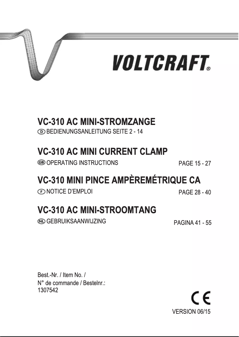Página 1 del manual Manual de usuario Voltcraft VC-310