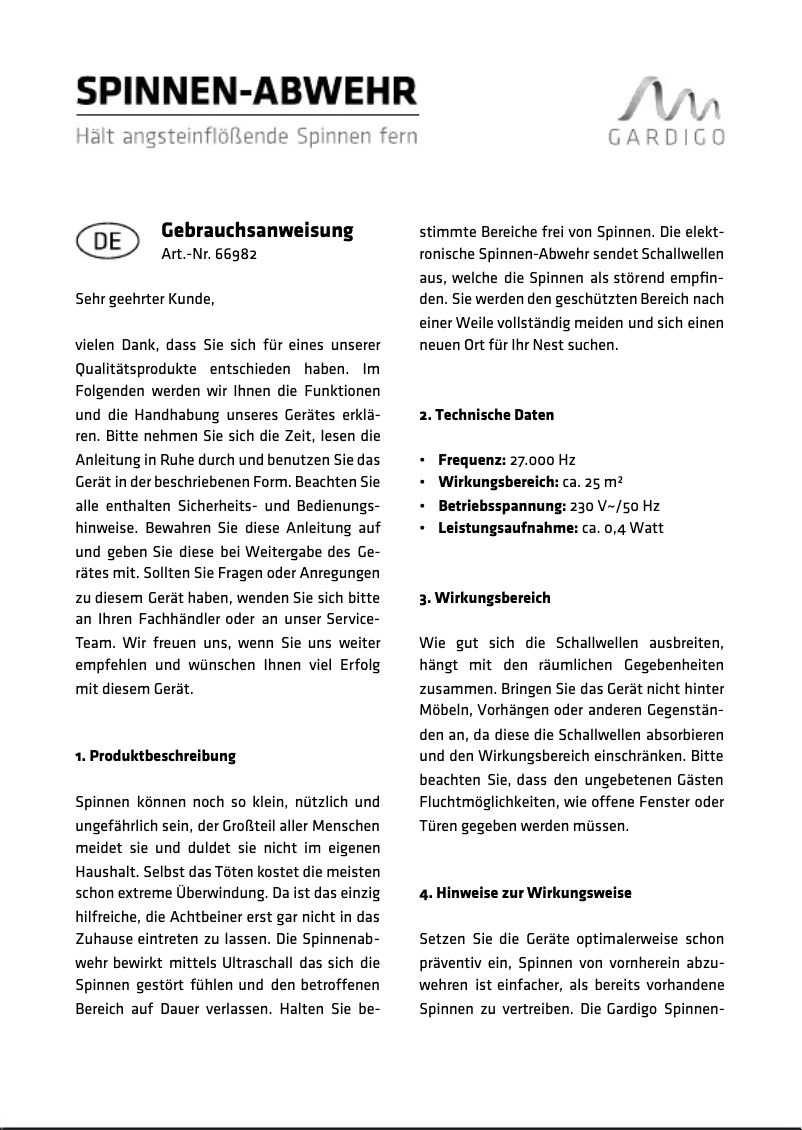 Imagen de la primera página del manual del dispositivo 66995