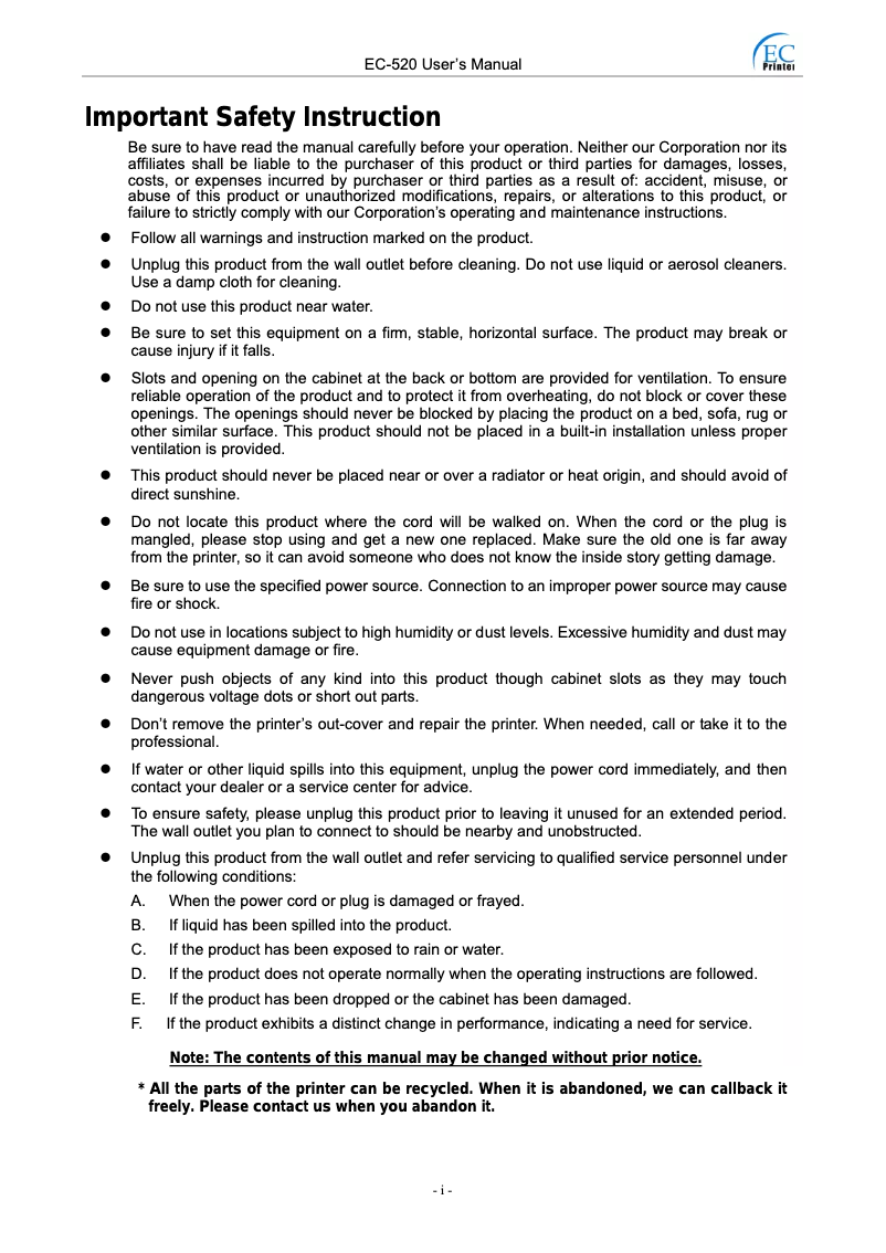 Página nº 1 - Manual de usuario EC Line EC-520