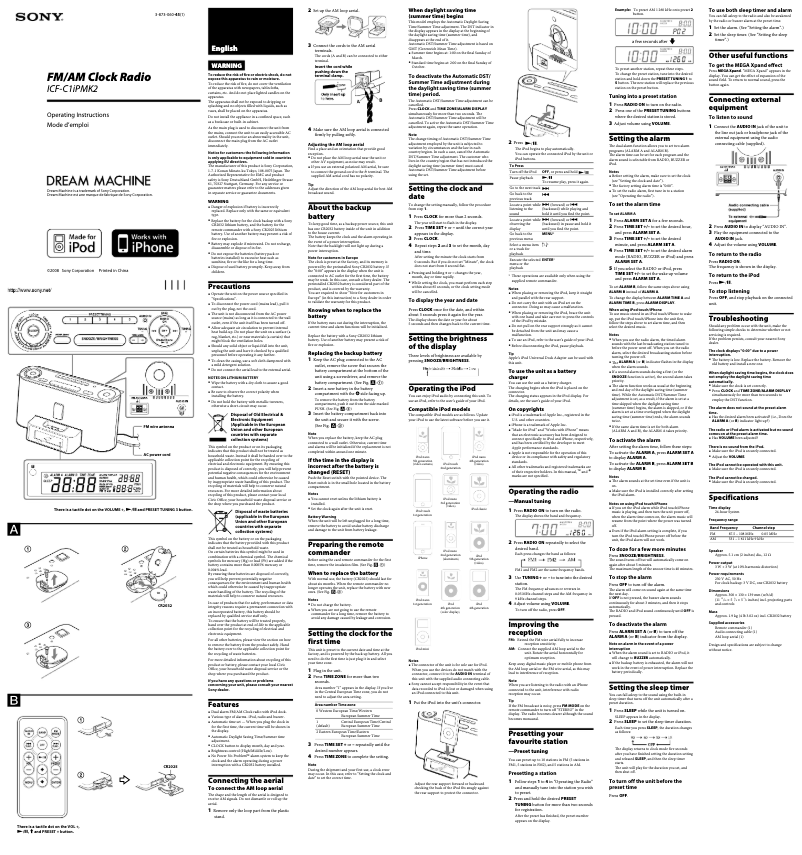 Imagen de la primera página del manual del dispositivo ICF-C1iPMK2