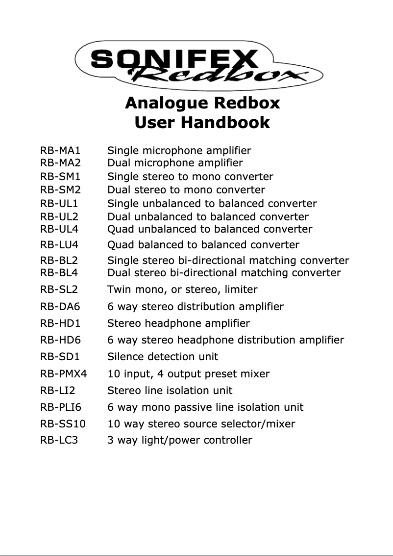 Imagen de la primera página del manual del dispositivo Redbox RB-LU4