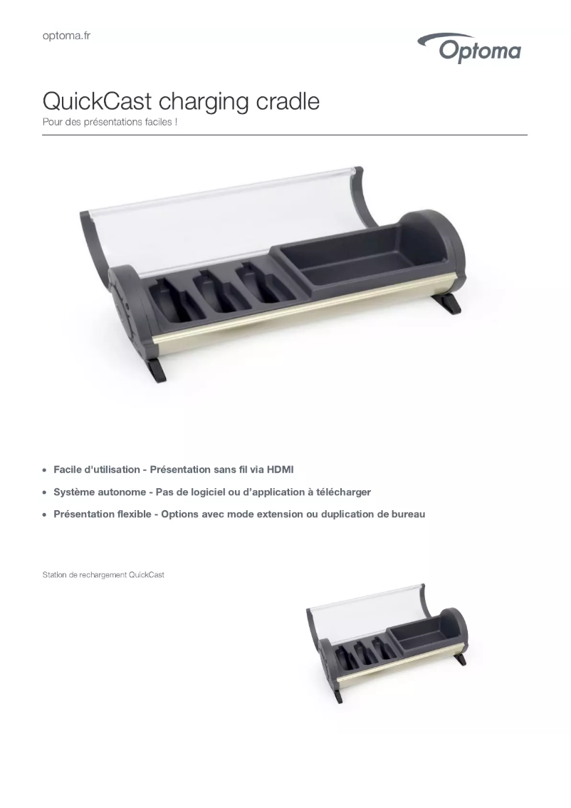 Imagen de la primera página del manual del dispositivo QuickCast charging cradle