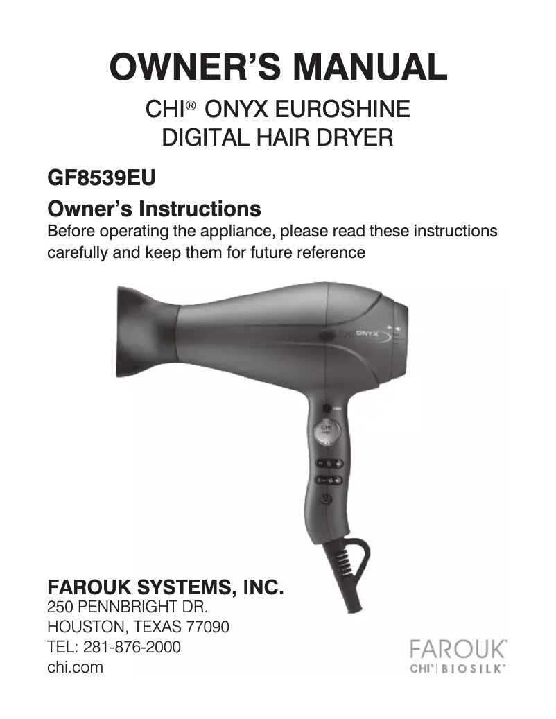 Página 1 del manual Manual de usuario CHI Onyx Euroshine GF8539EU