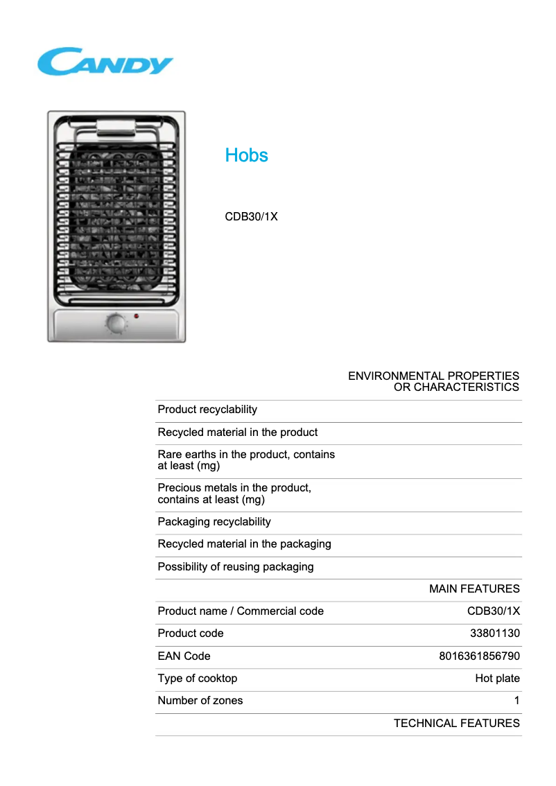 Imagen de la primera página del manual del dispositivo CDB30/1X