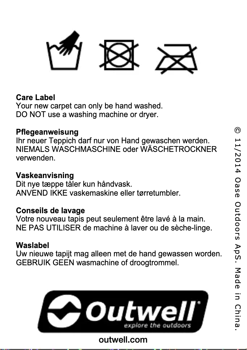 Página 1 del manual Manual de usuario Outwell Tapijt Cozy Wyoming 6