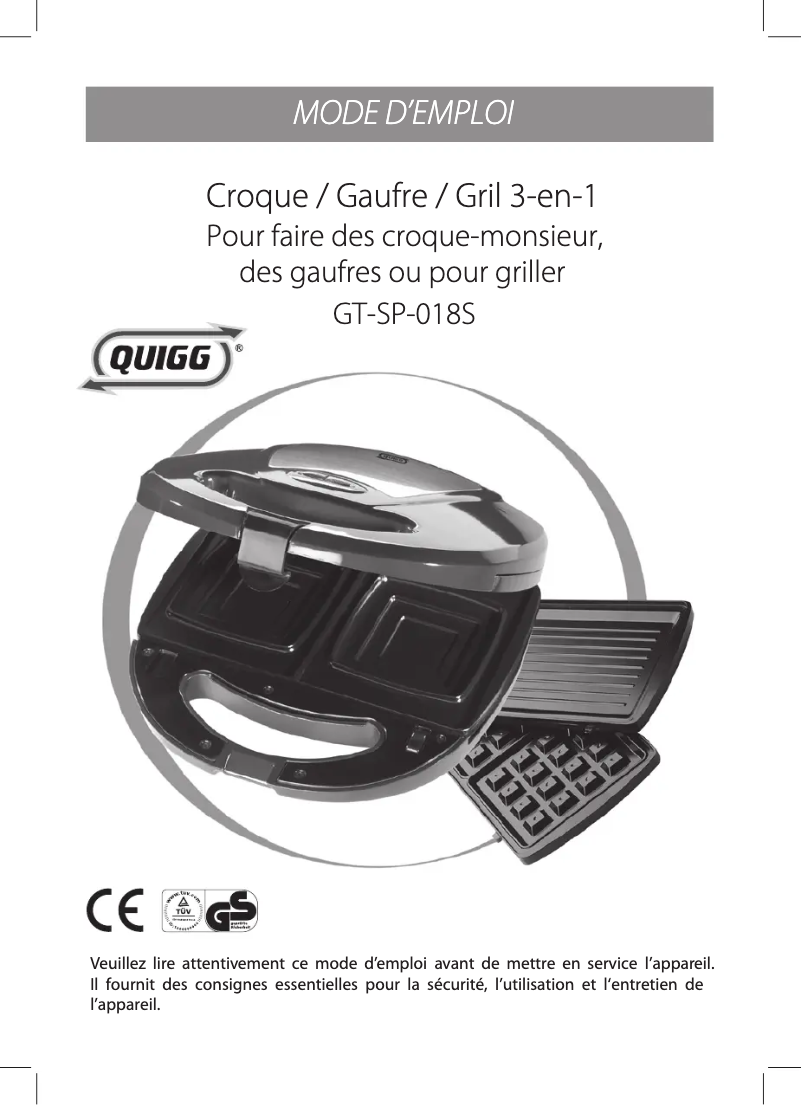 Página 1 del manual Manual de usuario Quigg GT-SP-018S