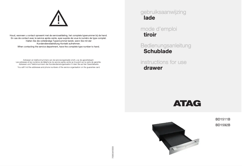 Página 1 del manual Manual de usuario Atag BD1592B