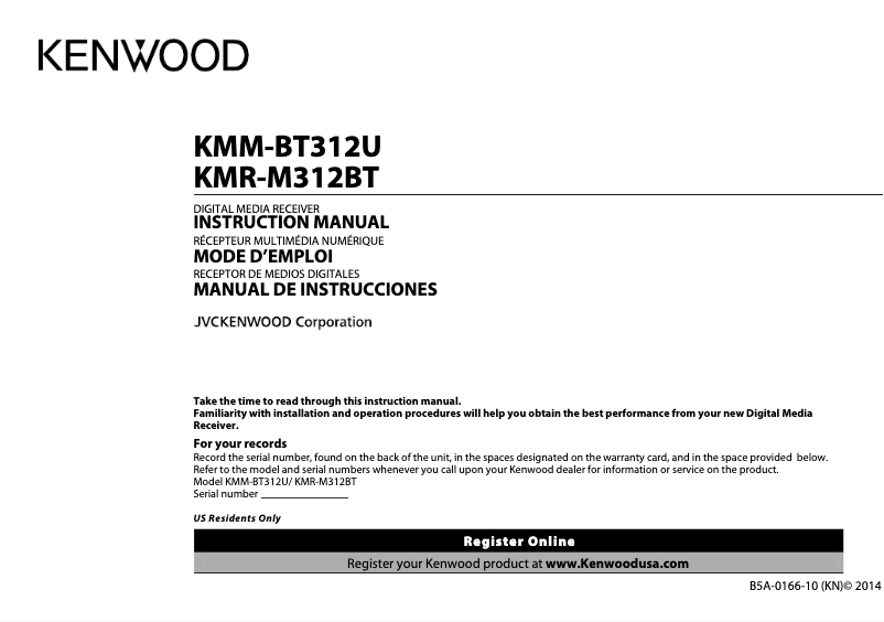 Imagen de la primera página del manual del dispositivo KMM-BT312U