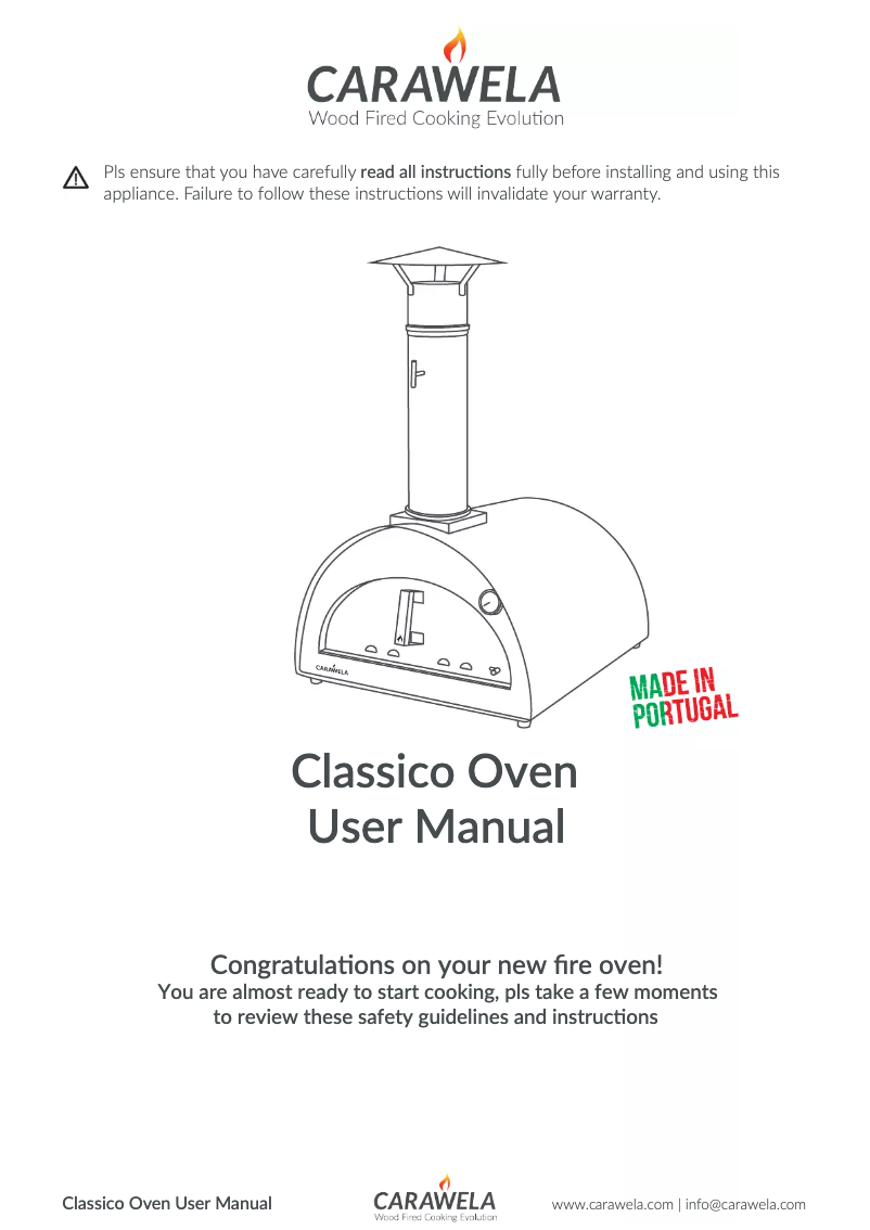 Página 1 del manual Manual de usuario Carawela Classico Oven