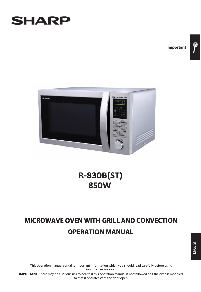 Página 1 del manual Manual de usuario Sharp R-830B(ST)