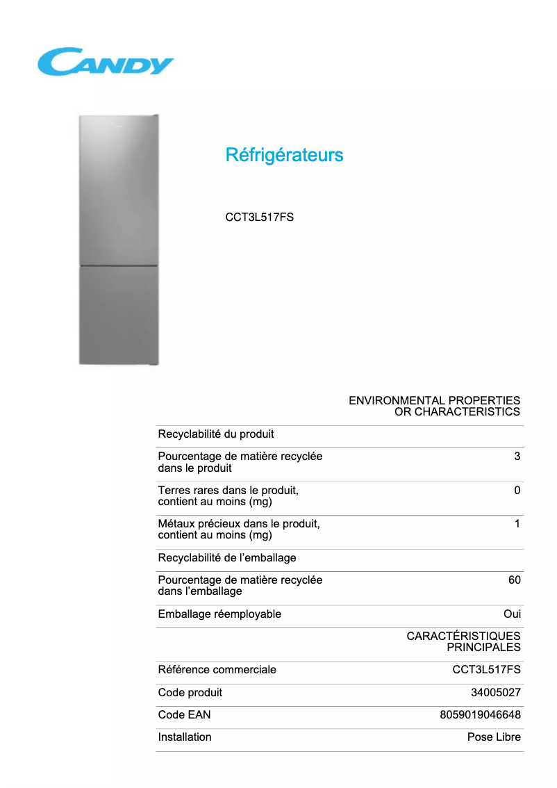 Imagen de la primera página del manual del dispositivo CCT3L517FS