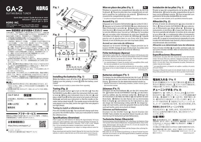 Imagen de la primera página del manual del dispositivo GA-2