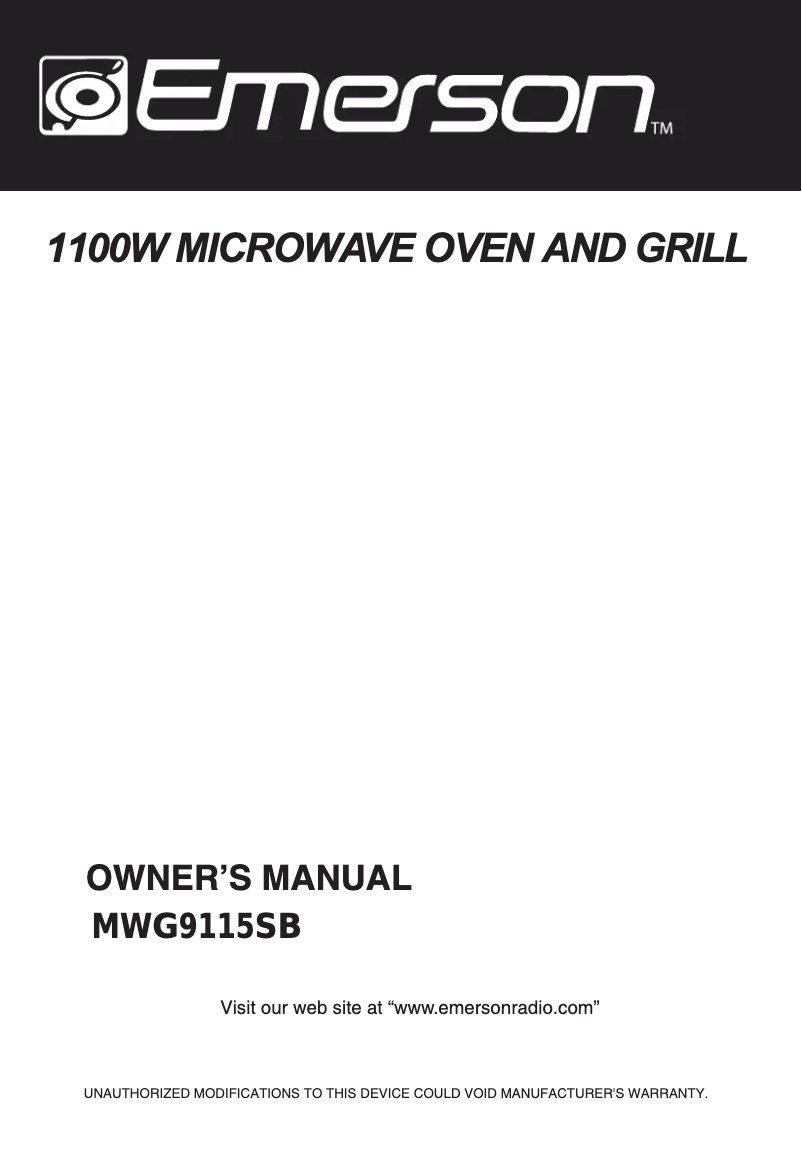 Página 1 del manual Manual de usuario Emerson Radio MWG9115SB