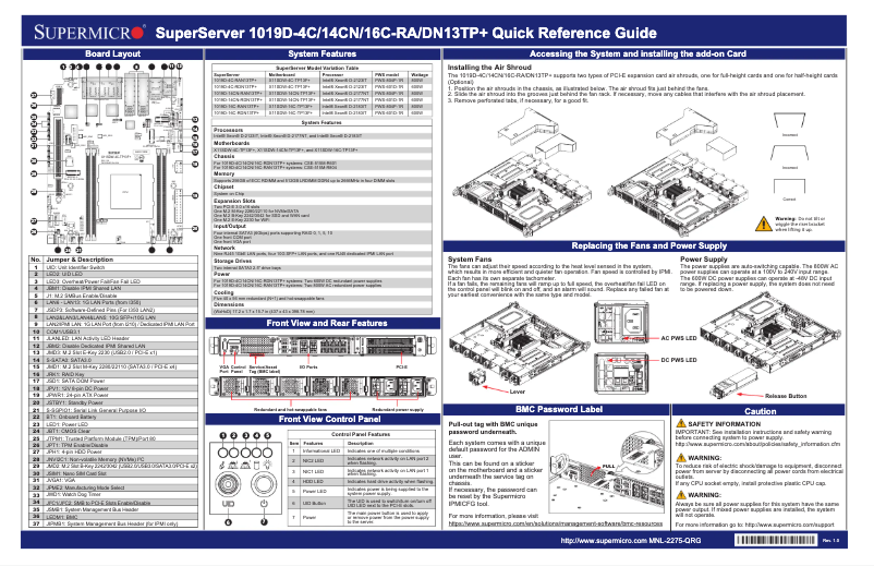 Imagen de la primera página del manual del dispositivo SuperServer 1019D-16C-RDN13TP+