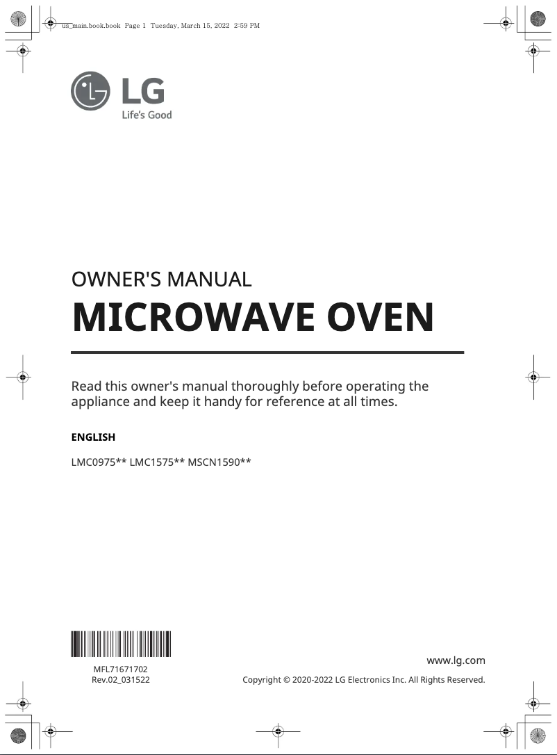 Página 1 del manual Manual de usuario LG MSCN1590G
