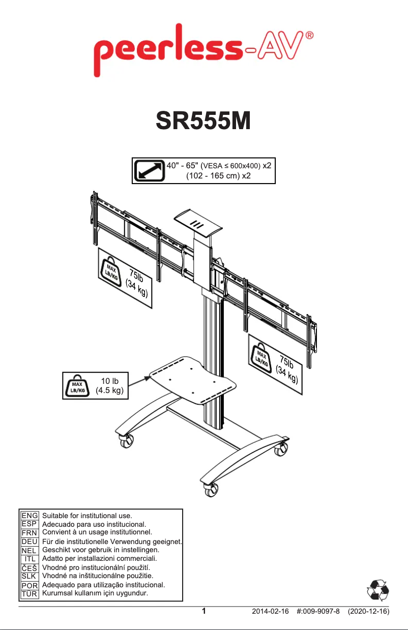 Página 1 del manual Guía de instalación Peerless-AV SR555M