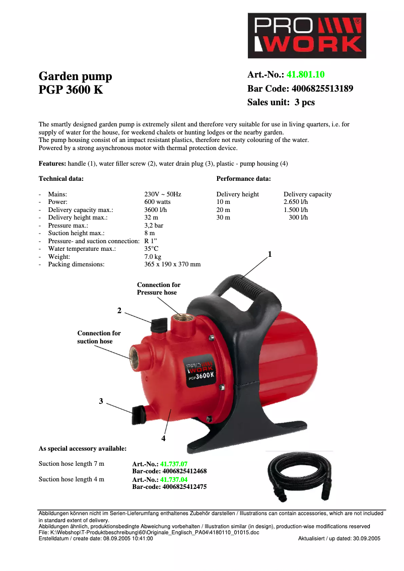 Imagen de la primera página del manual del dispositivo PGP 3600K
