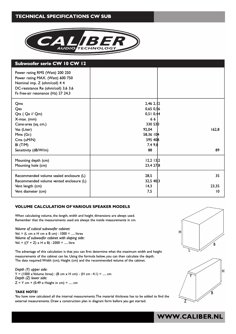 Página 1 del manual Manual de usuario Caliber CW 10