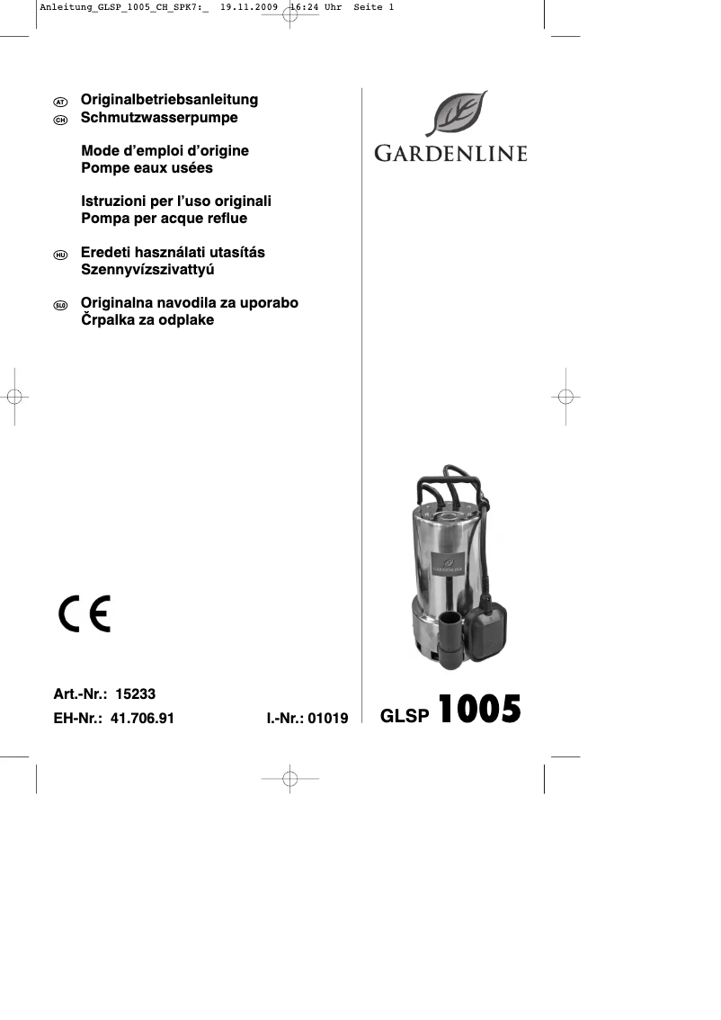 Página nº 1 - Manual de usuario Gardenline GLSP 1005
