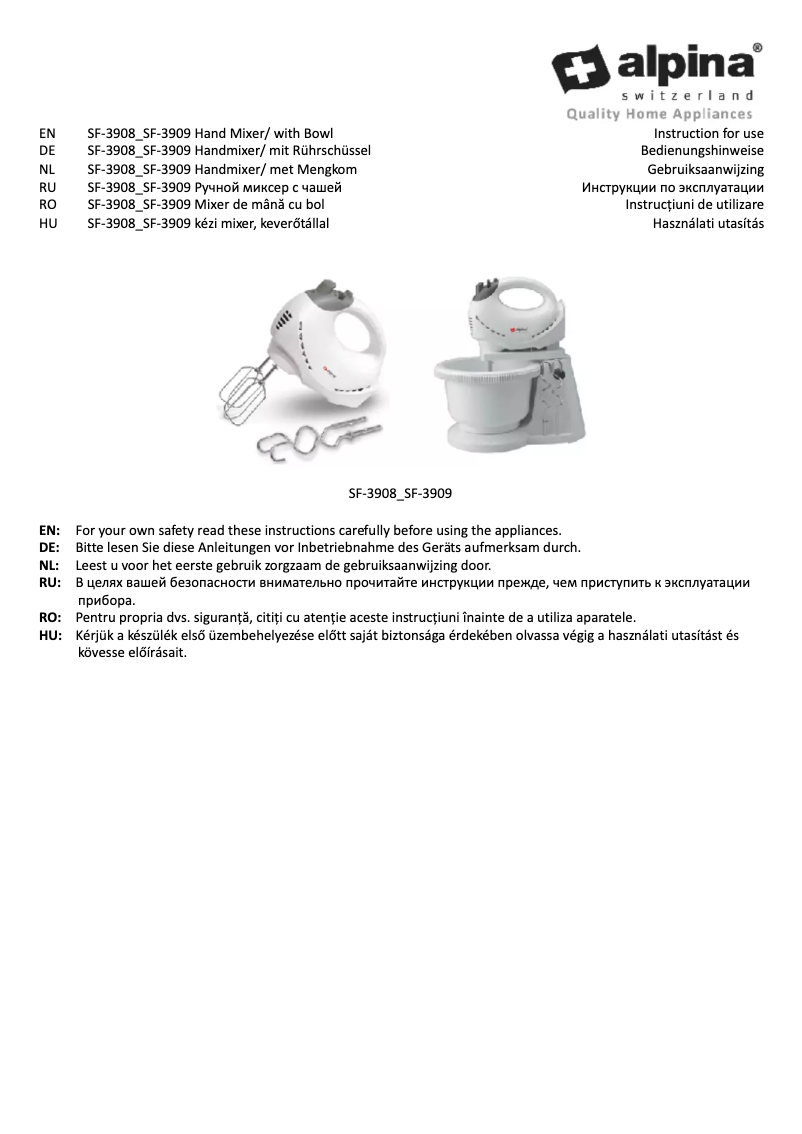 Página 1 del manual Manual de usuario Alpina SF-3908
