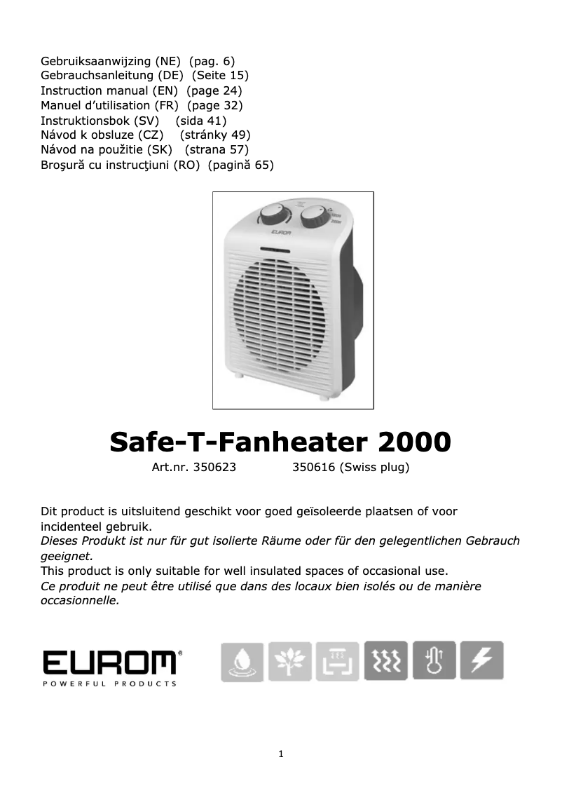 Imagen de la primera página del manual del dispositivo Safe-t-Fanheater 2000