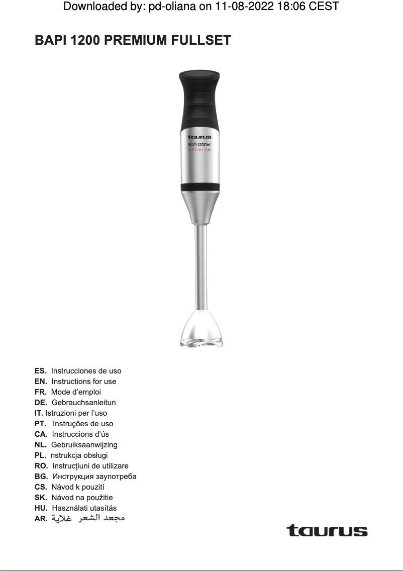 Imagen de la primera página del manual del dispositivo Bapi 1200 Premium Fullset