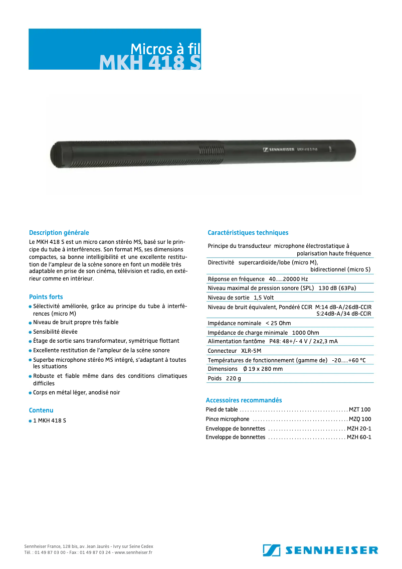 Imagen de la primera página del manual del dispositivo MKH 418-S