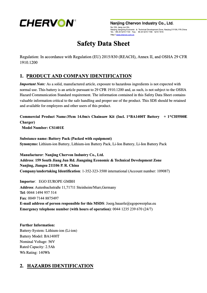 Imagen de la primera página del manual del dispositivo CS1401E