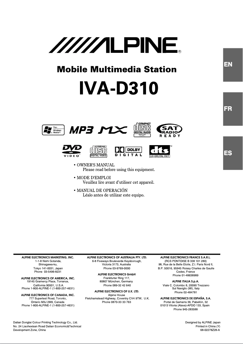 Imagen de la primera página del manual del dispositivo IVA-D310