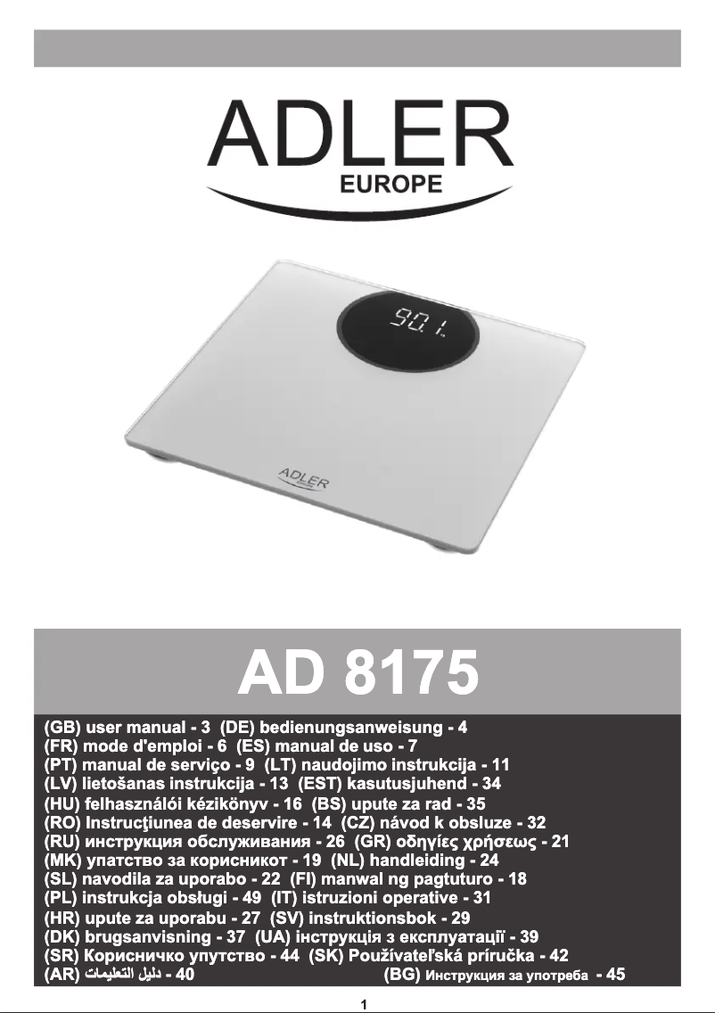 Página 1 del manual Manual de usuario Adler AD 8175