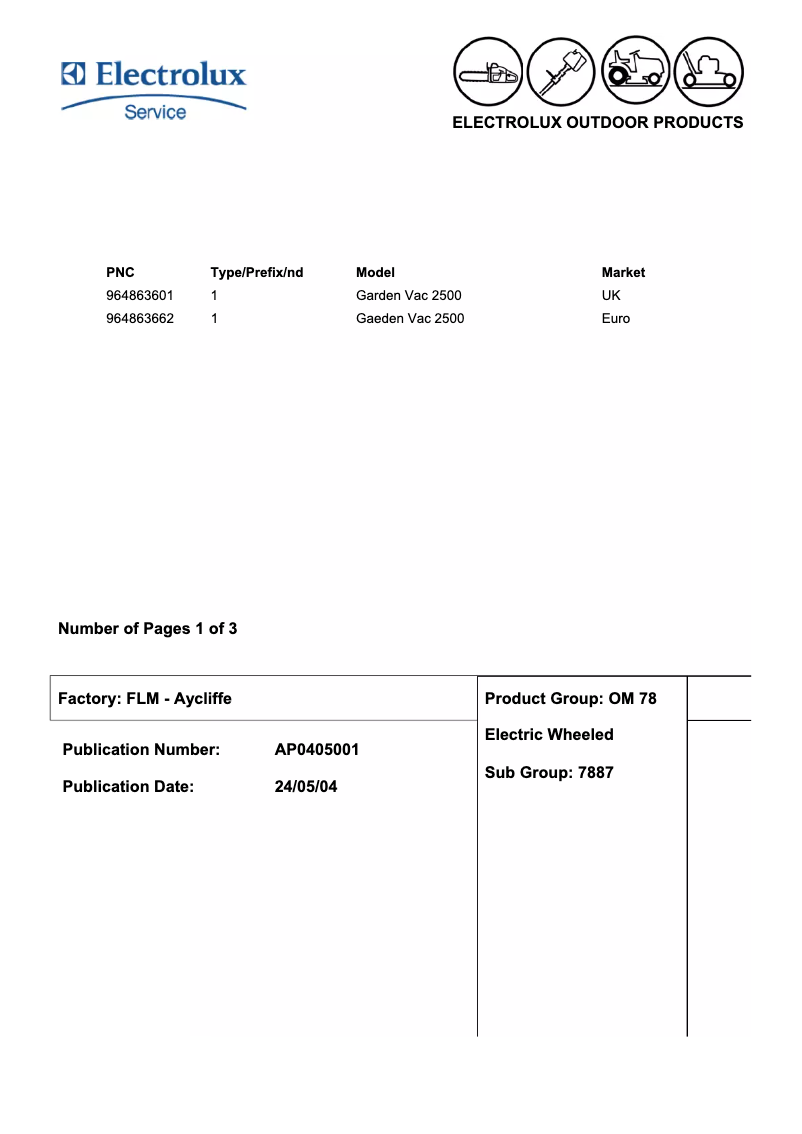 Imagen de la primera página del manual del dispositivo Garden Vac 2500