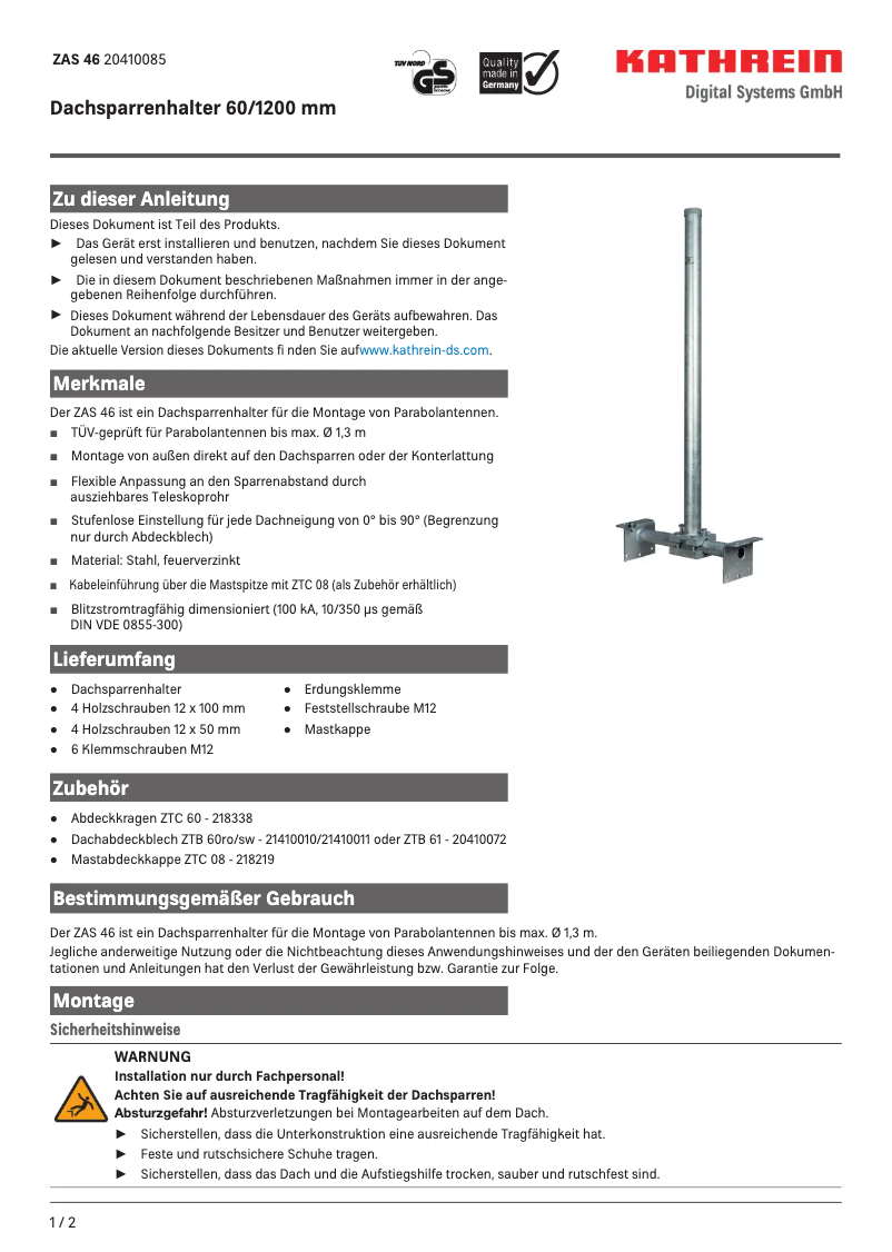 Página nº 1 - Manual de usuario Kathrein ZAS 46