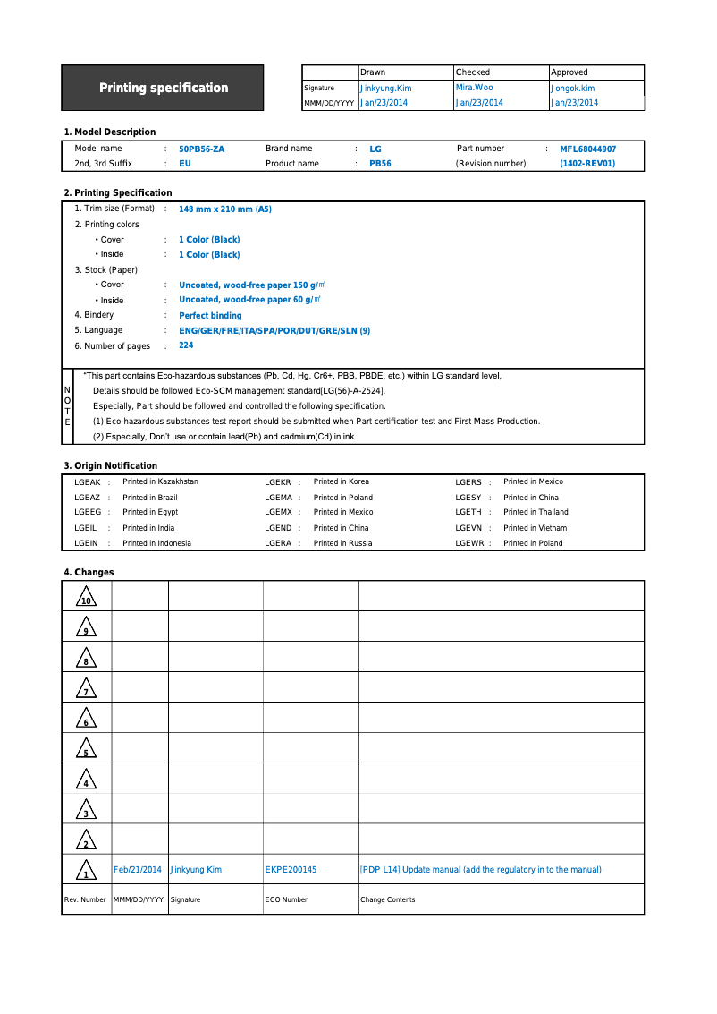 Imagen de la primera página del manual del dispositivo 50PB5606