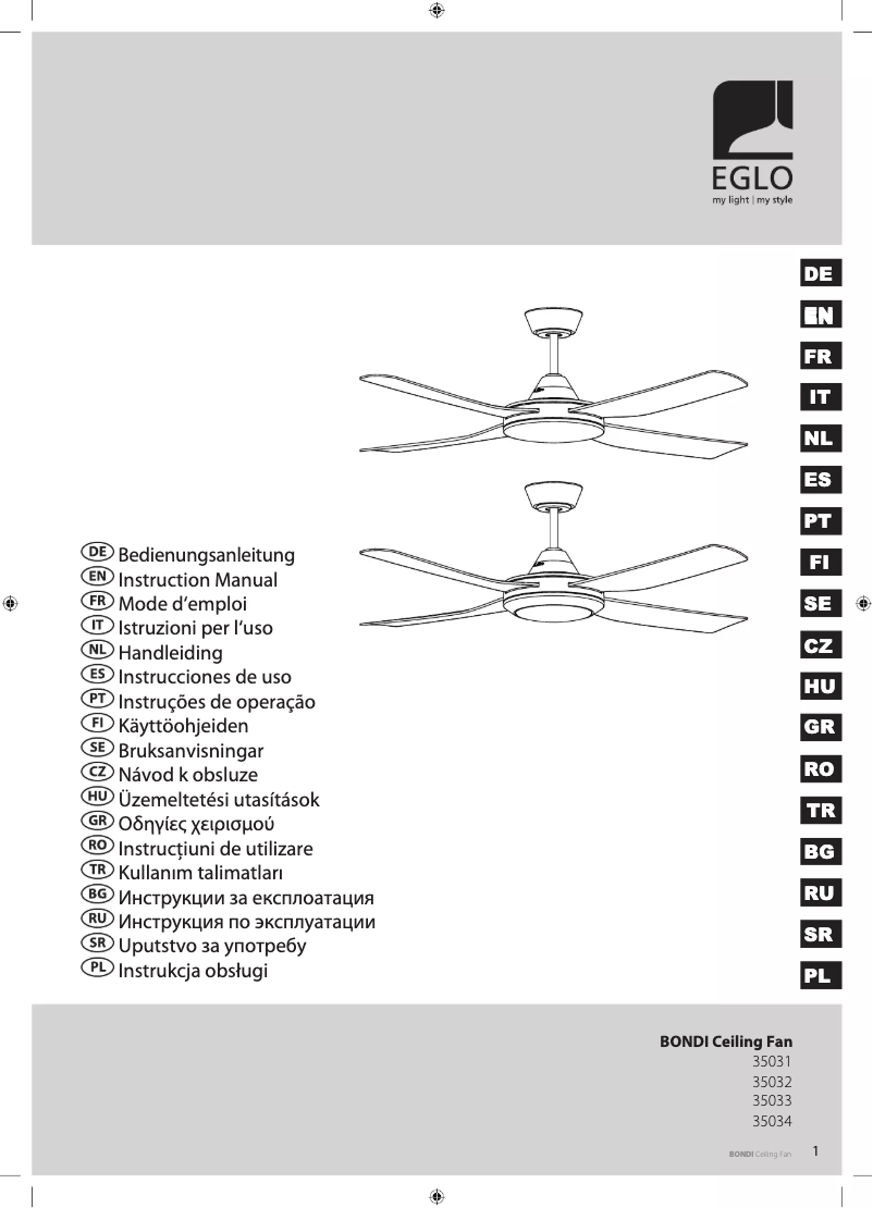 Página 1 del manual Manual de usuario Eglo Bondi 48