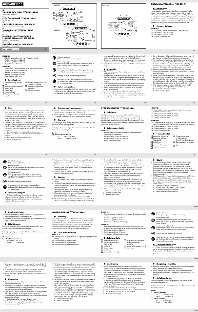 Imagen de la primera página del manual del dispositivo PKSB 254 A1