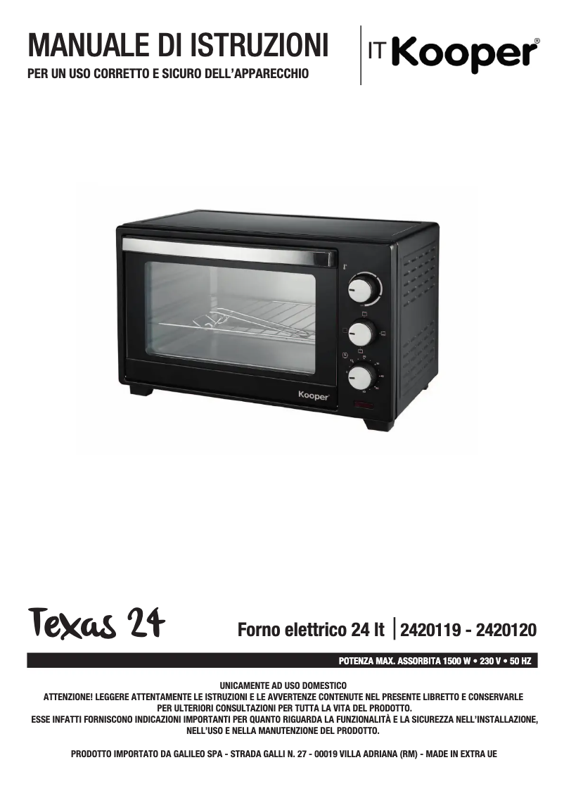 Página 1 del manual Manual de usuario Kooper 2420119