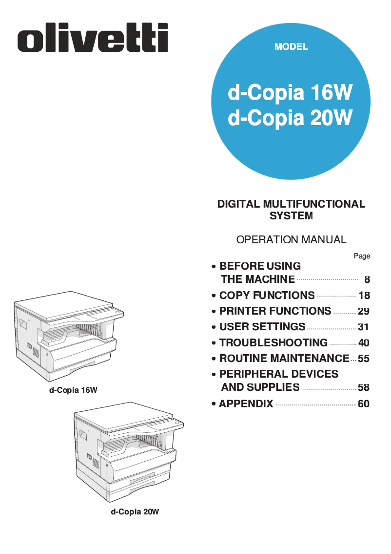 Imagen de la primera página del manual del dispositivo d-Copia 16W