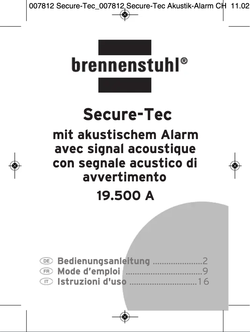 Página 1 del manual Manual de usuario Brennenstuhl Secure-Tec 19.500A